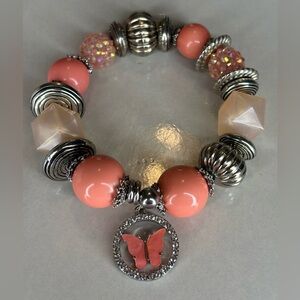 Bangle Butterfly Charm Beaded Bracelet - Women Jewelry